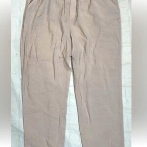 Zara Modal Blend Satin Style Pants W/Pocket Drawstring Woman's‎ Size XL Beige